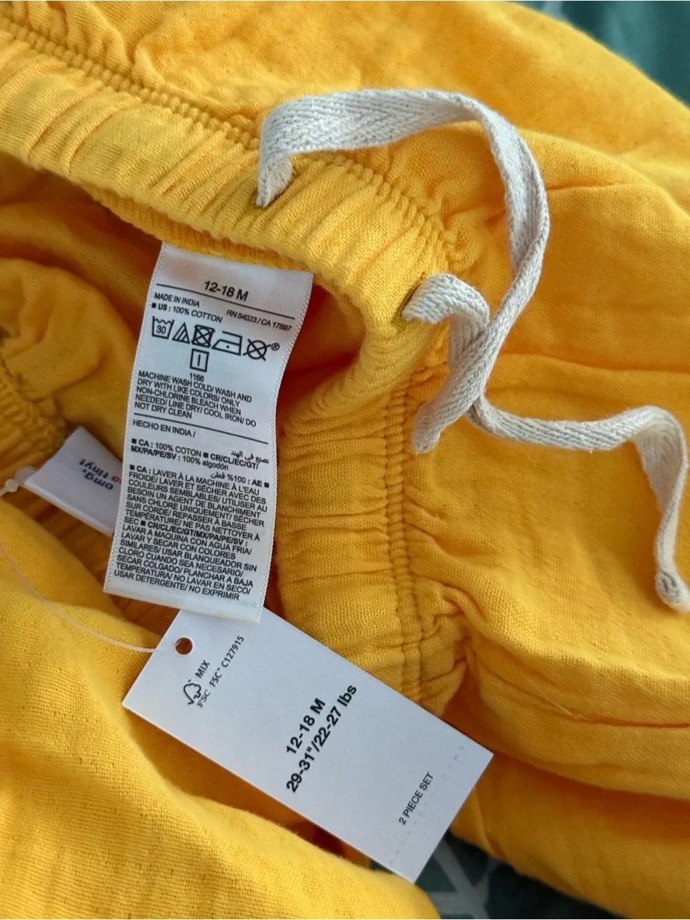 Old Navy Yellow Kids Matching Shorts Set